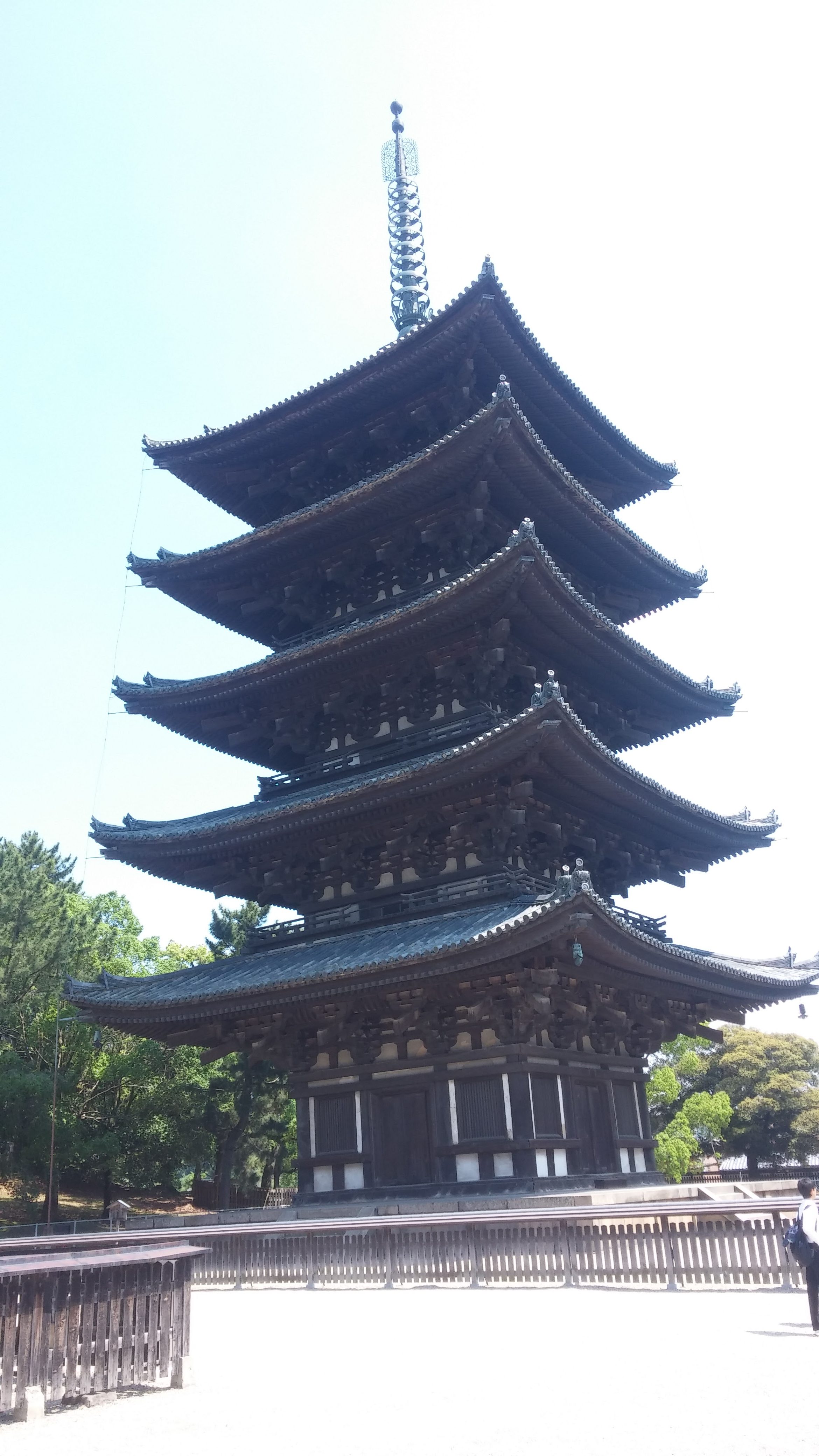 A Japanese wooden pagoda with five levels